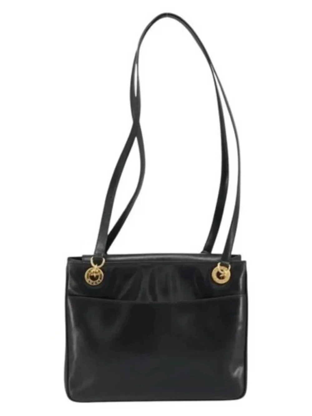 GUCCI Shoulder Bag Leather Black Gold 001 46 1641 Auth 173331